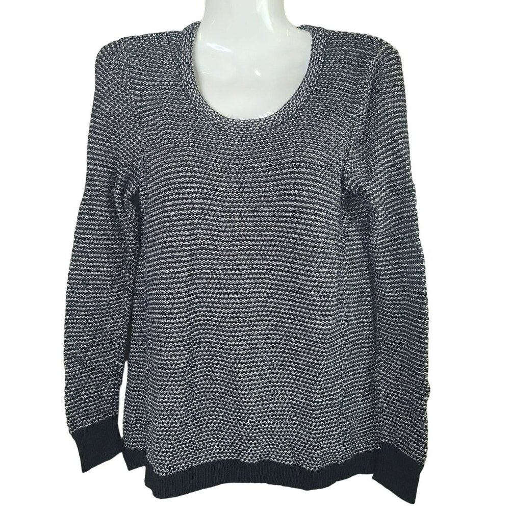 Madewell Womens Sweater XXS Black White Cotton Blend Knit Long Sleeve Pullover